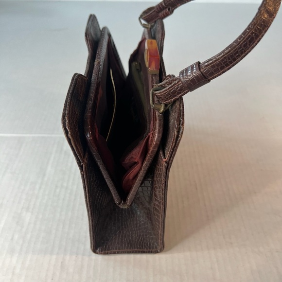Vintage Gaymode Crocodile Or Alligator Purse Handbag Bakelite Clasp - Picture 6 of 16